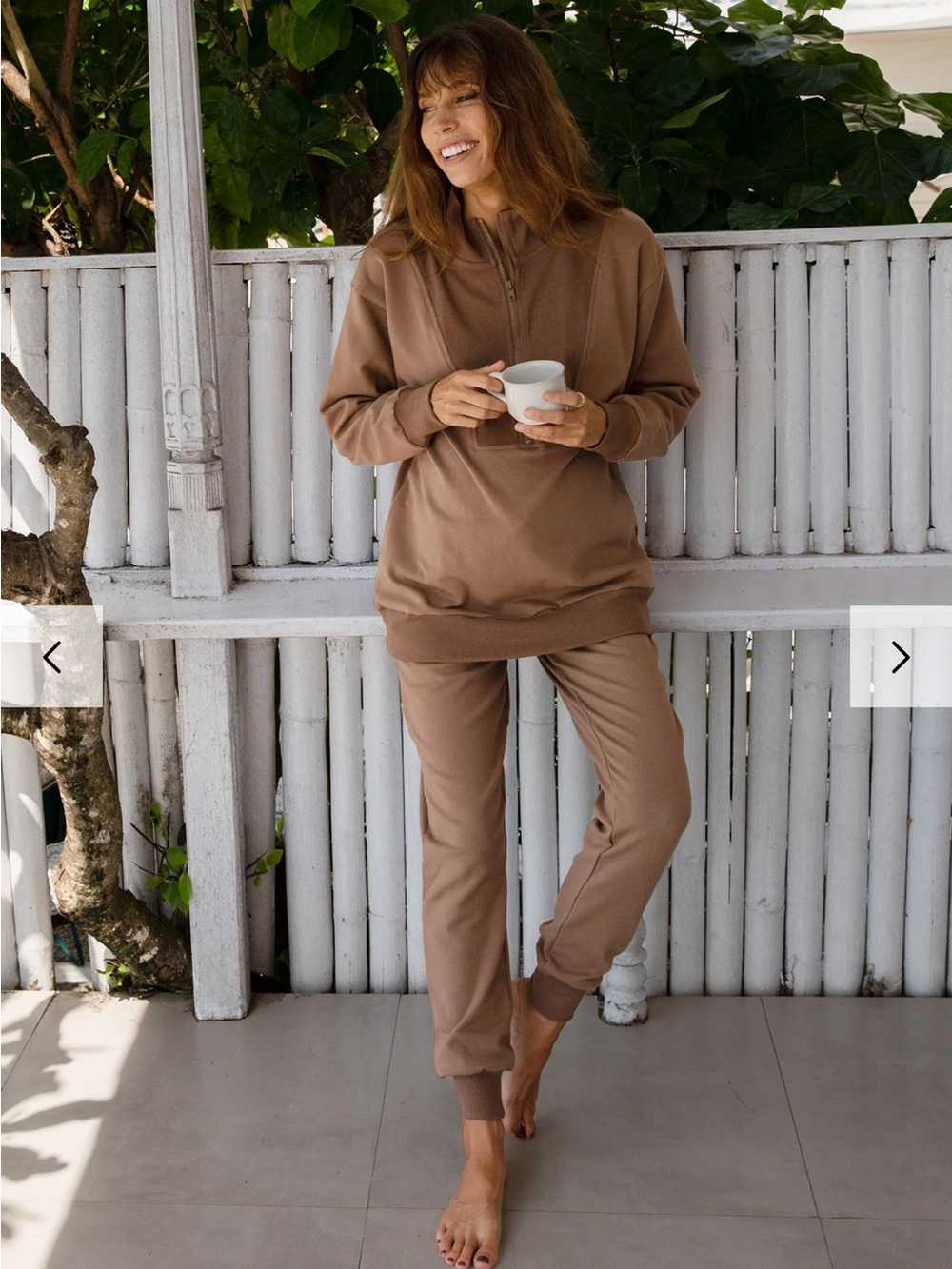 NWOT ANGEL MATERNITY ICED COFFEE CALLA ZIP FRONT MATERNITY SWEAT SET - SKU:378